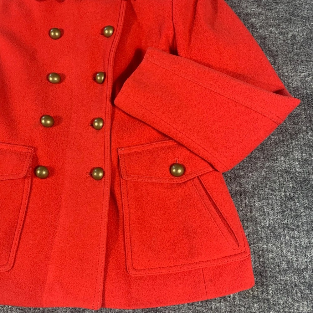 Lands End Pea Coat Womens 4 Red Wool Cashmere Military Jacket Double Breasted - Picture 11 of 14